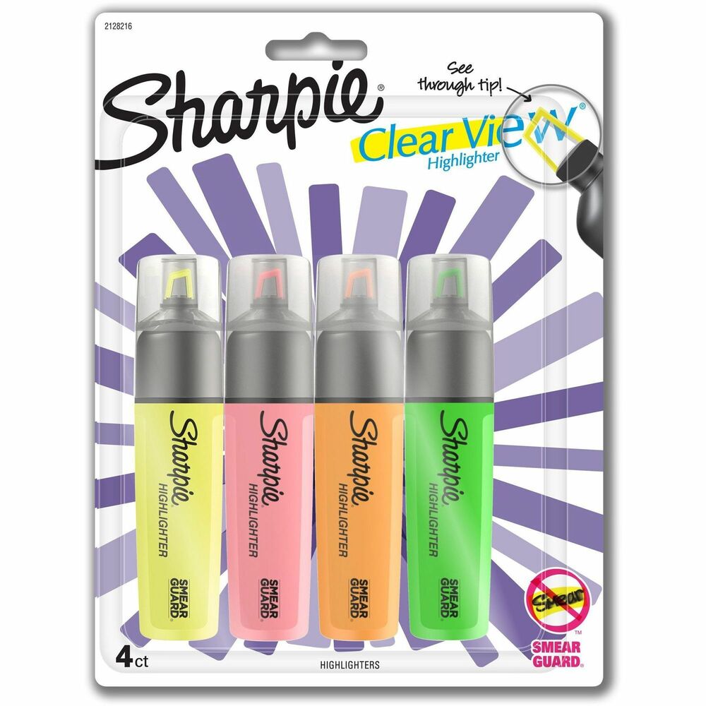 Image of Newell Brands Highlighters, Wide Barrel, Chisel Tip, 4/PK, AST