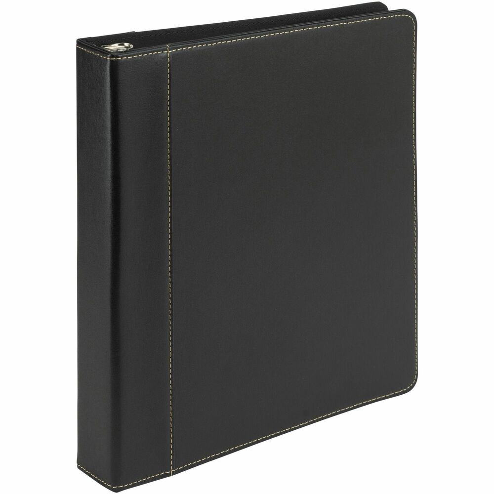 Image of Samsill Binder,Leather,Round,w/2 Pockets,1" Cap,Letter,Black