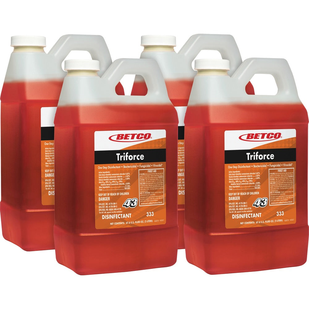 Image of Betco Corporation Disinfectant,Triforce,Conc,Fast Draw,2 Liter,4/CT,Orange
