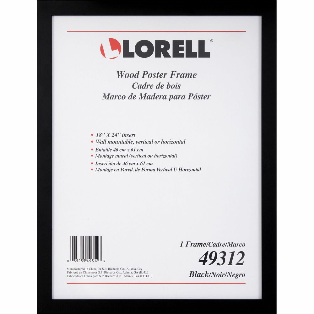 Image of Lorell Frame,Wood,Horizontal/Vertical,Rectangle,18"x24",Black