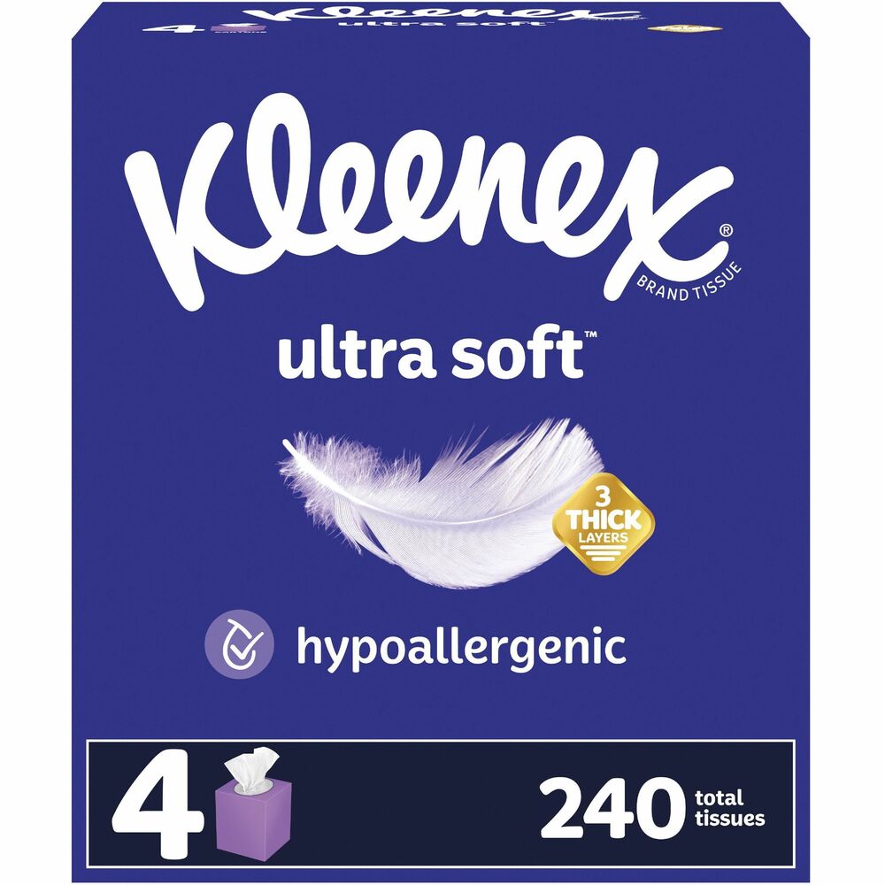 Image of Kimberly-Clark Professional Tissues, Ultra Soft, Kleenex,60 Sht/BX, 4BX/PK, 12PK/CT,WE