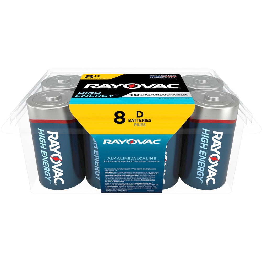 Image of Rayovac Corporation Batteries,D High Energy Premium,Alkaline,8/PK,Blue/Silver