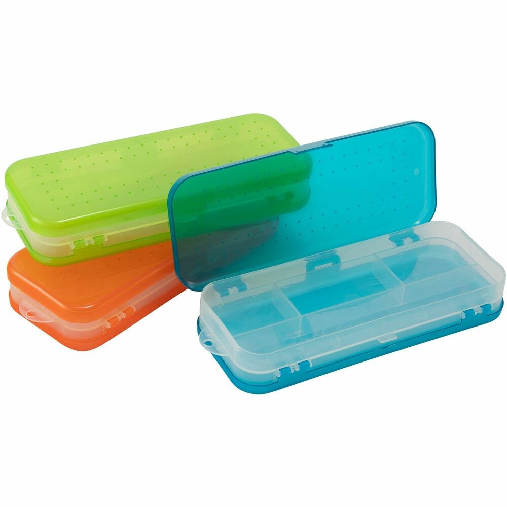 Image of Charles Leonard, Inc Pencil Boxes,2-Sided,w/5Slots,8"1/2"x3-1/2"x1-1/2",24/DS,AST