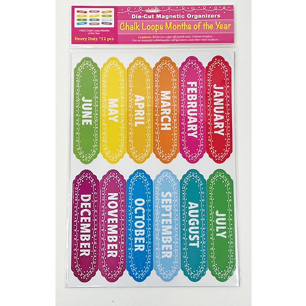 Image of Ashley Productions, Inc. Board Header,Jan-Dec,Magnetic,Chalk Loops,12 Pieces,MI