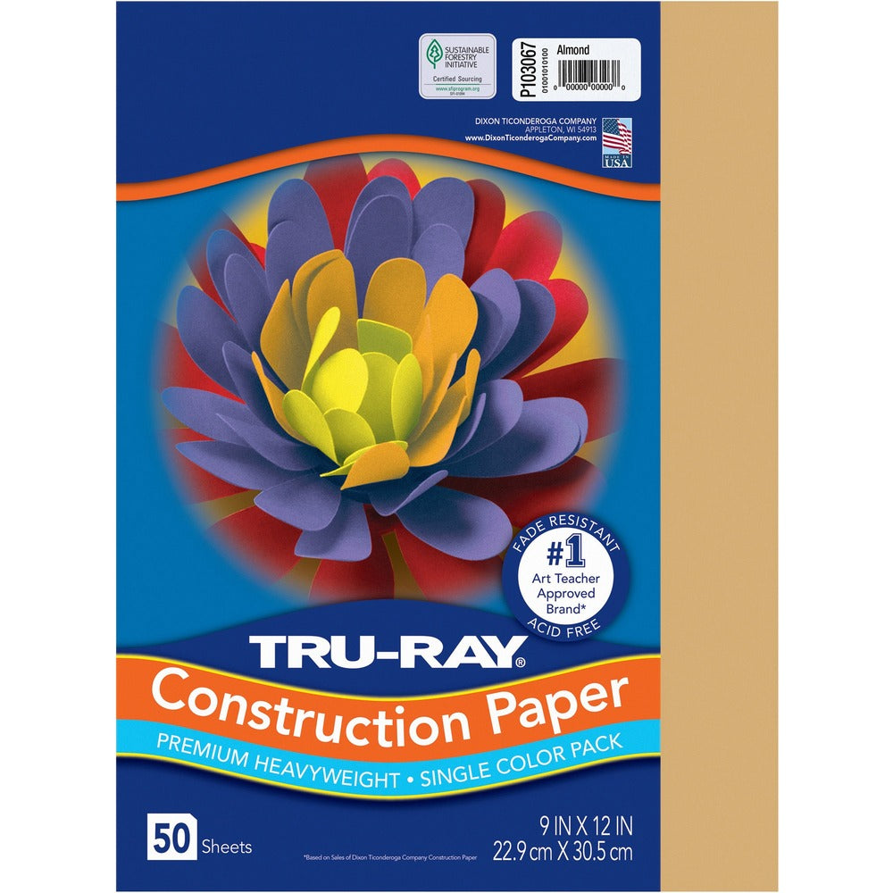 Image of Pacon Construction Paper, 76 lb, 9"x12", 50/PK, Almond