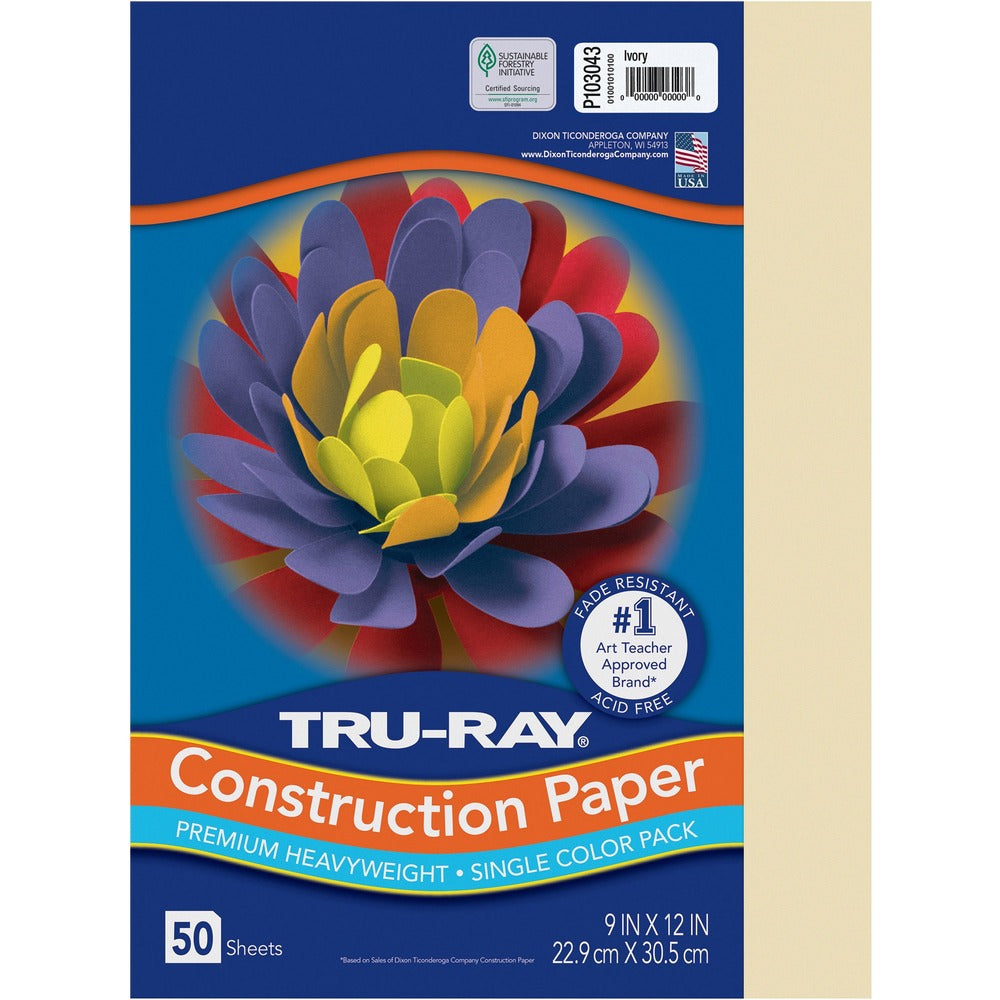 Image of Pacon Construction Paper, 76 lb, 9"x12", 50/PK, Ivory