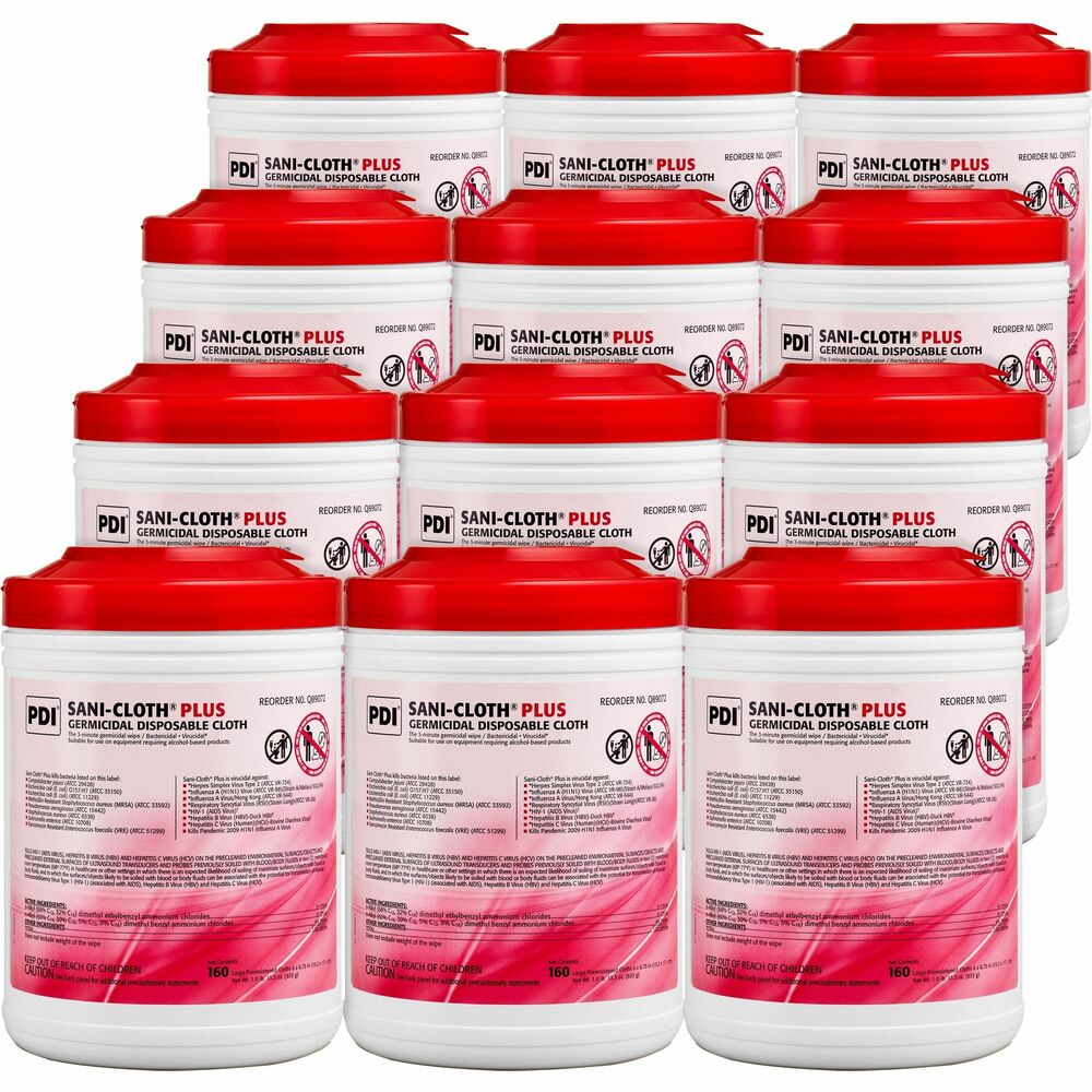 Image of PDI HC Cleaning Wipes,Germicidal,6"x6-3/4",160/Can,12Can/CT,WE