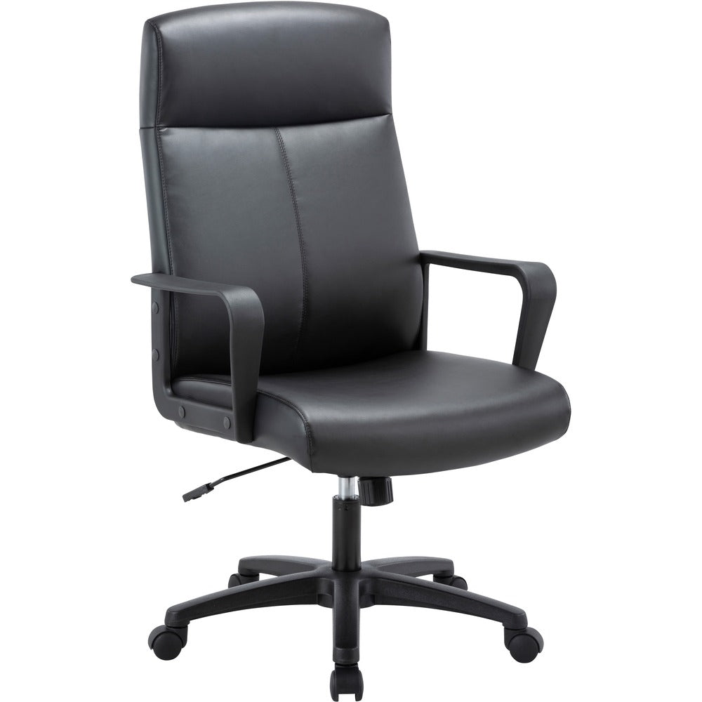 Image of Lorell High-Back Chair,Leather,26-2/5"x27-1/5"x41-1/3"-46-1/2",BK