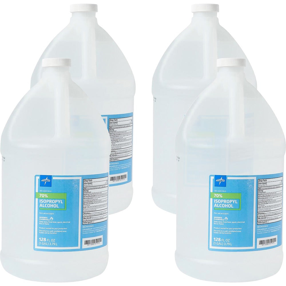 Image of Medline Rubbing Alcohol, Isopropyl, 70%, 1 Gallon, 4/CT, Clear