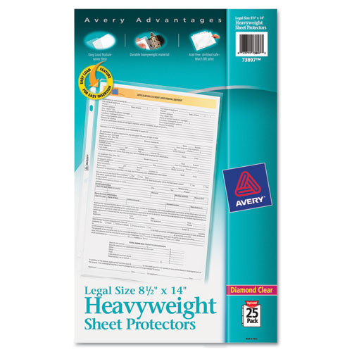 Image of Avery® Top-Load Polypropylene Sheet Protector, Heavy, Legal, Diamond Clear, 25/pack