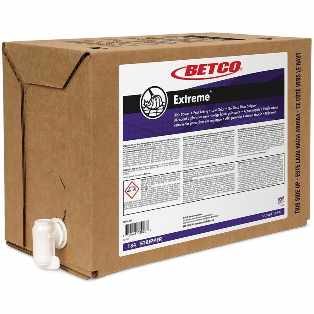 Image of Betco Corporation Floor Stripper, Conc, Lemon Scent, 5 Gal Bag in Box, Green