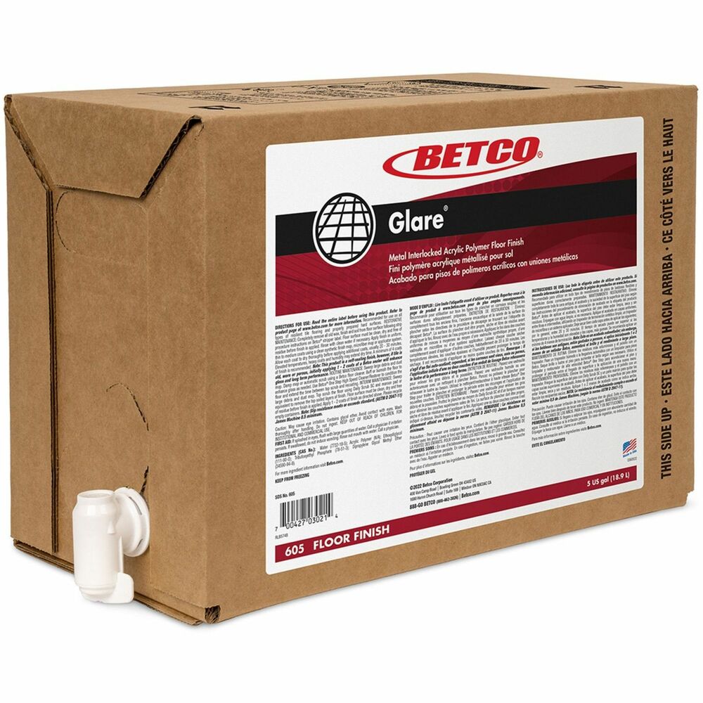 Image of Betco Corporation Floor Finish, Glare, High Gloss, 5 Gal Bag In Box