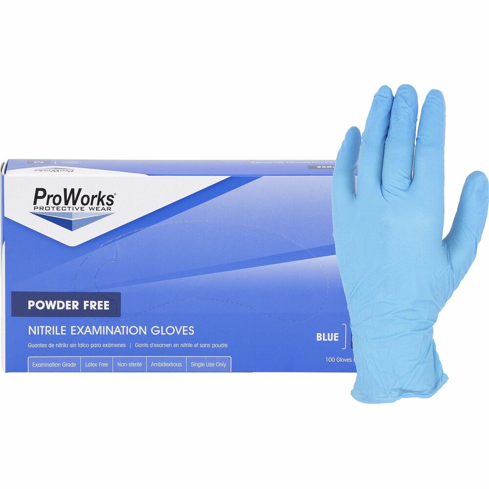 Image of Hospeco Gloves,Exam,Nitrile,4 mil,9-1/2"L,Large,100/BX,10BX/CT,BE