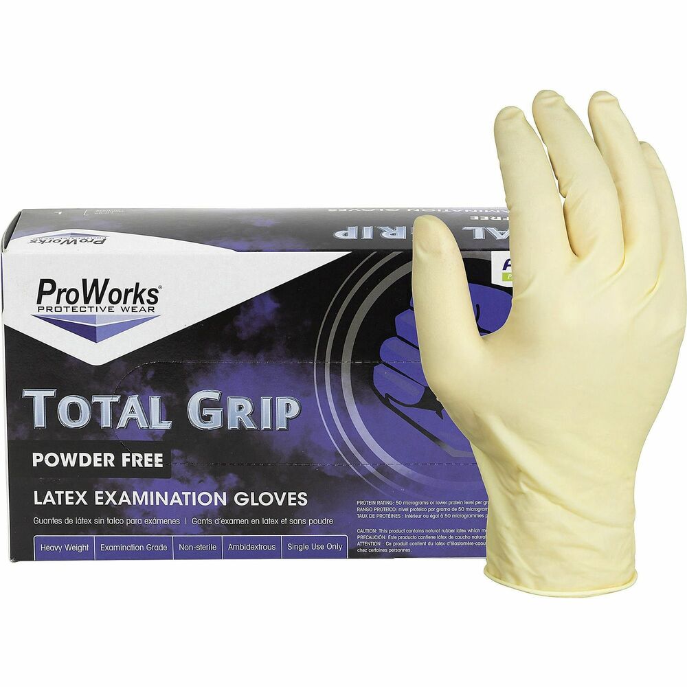 Image of Hospeco Gloves,Exam,Latex,8mil,9-2/5"L,Med,100/BX,10BX/CT,NL