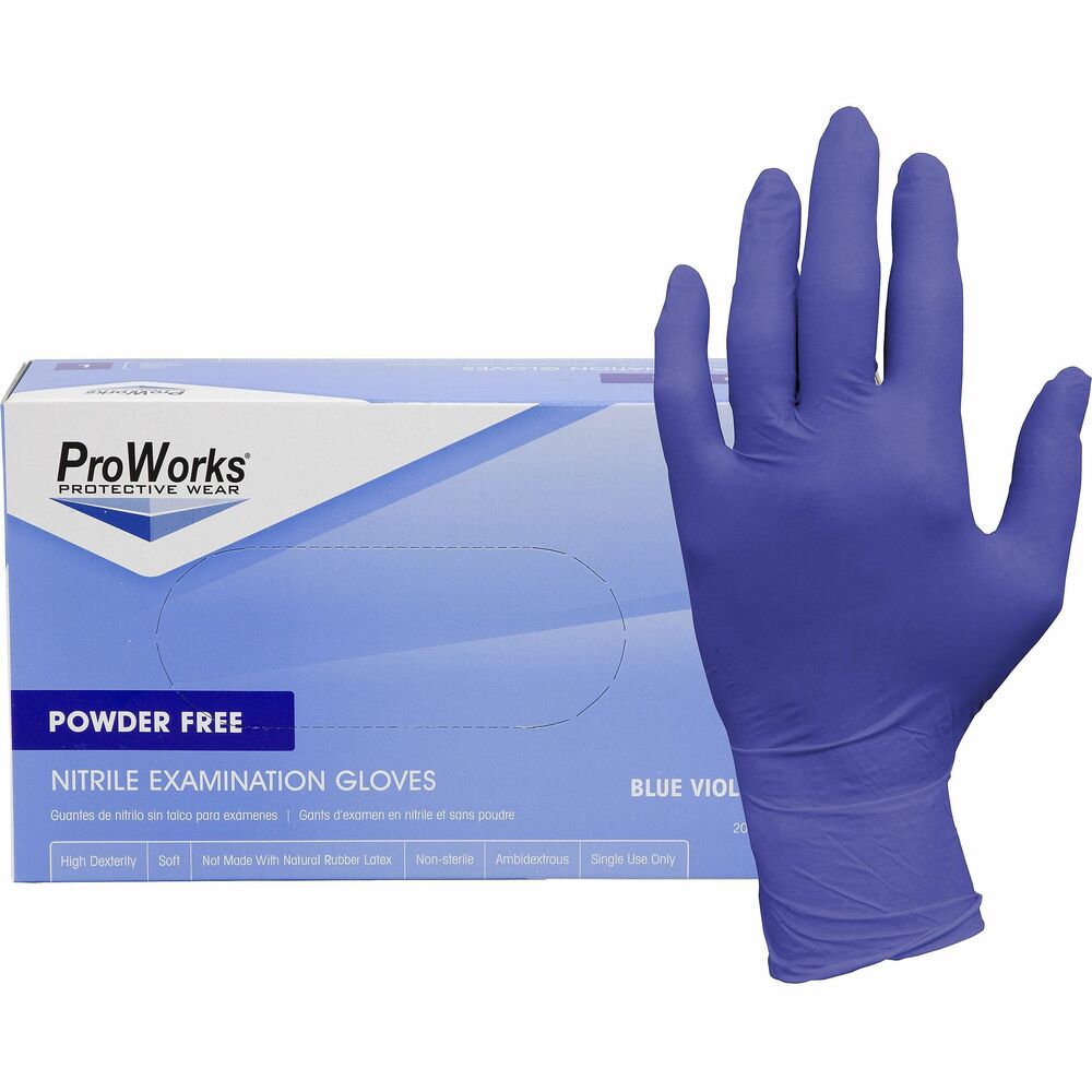 Image of Hospeco Gloves,Exam,Nitrile,3 mil,9-1/2"L,Large,200/BX,10BX/CT,BVT