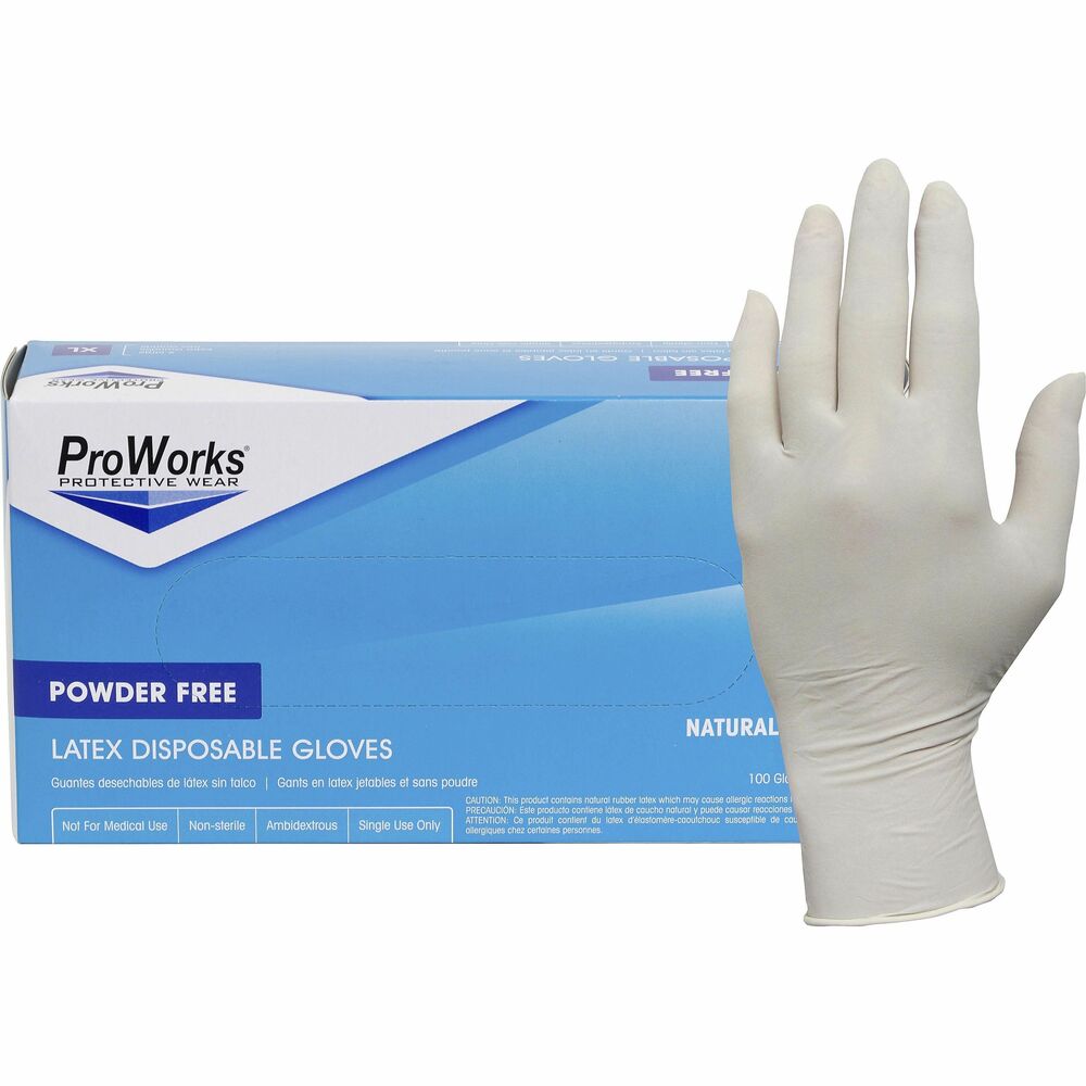 Image of Hospeco Gloves,Latex,Disposable,5 mil,9-1/2"L,XL,100/BX,10BX/CT,NL