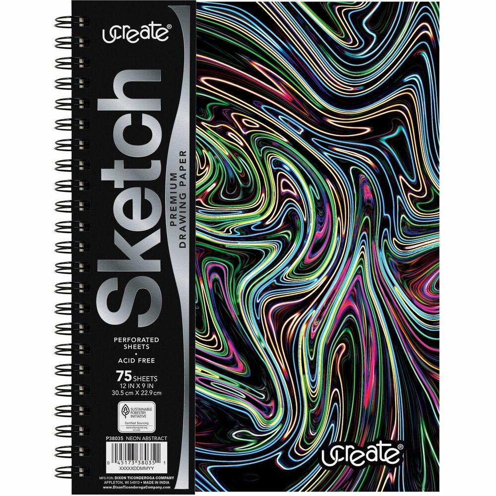 Image of Pacon Sketchbook,Squiggles,75 Pages,120 gsm,9"x6",Neon