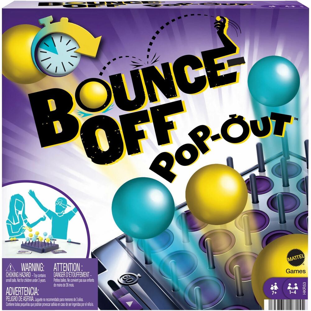 Image of Mattel, Inc. Party Game,Bounce-Off Pop-Out,Ball Bouncing,1-4 Players