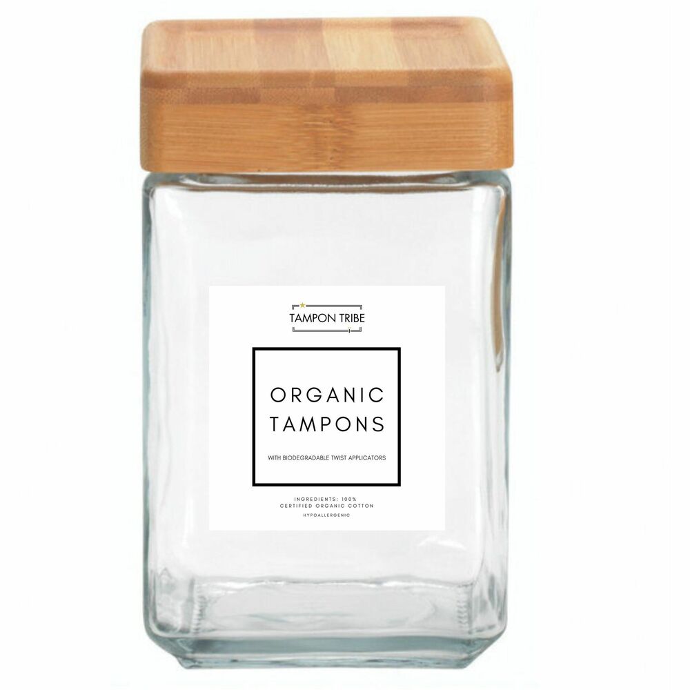 Image of Tampon Tribe Jars,f/Tampons,Glass,Bamboo Lids,4/CT