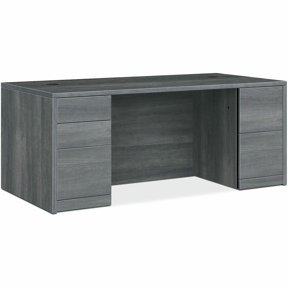 Image of The HON Company Double Pedestal Desk,Rectangle,66"x30"x29-1/2",Sterling Ash