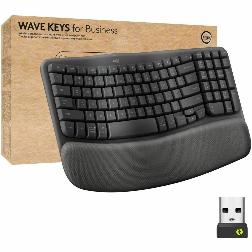 Image of Logitech Keyboard,Wireless,Ergo Wave,Palm Rest,GPH