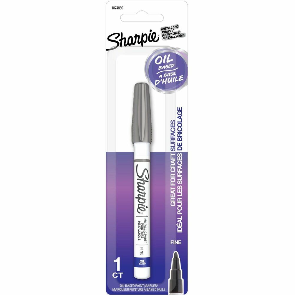 Image of Newell Brands Sharpie Paint Marker, Oil-Based, Fine Point, Silver