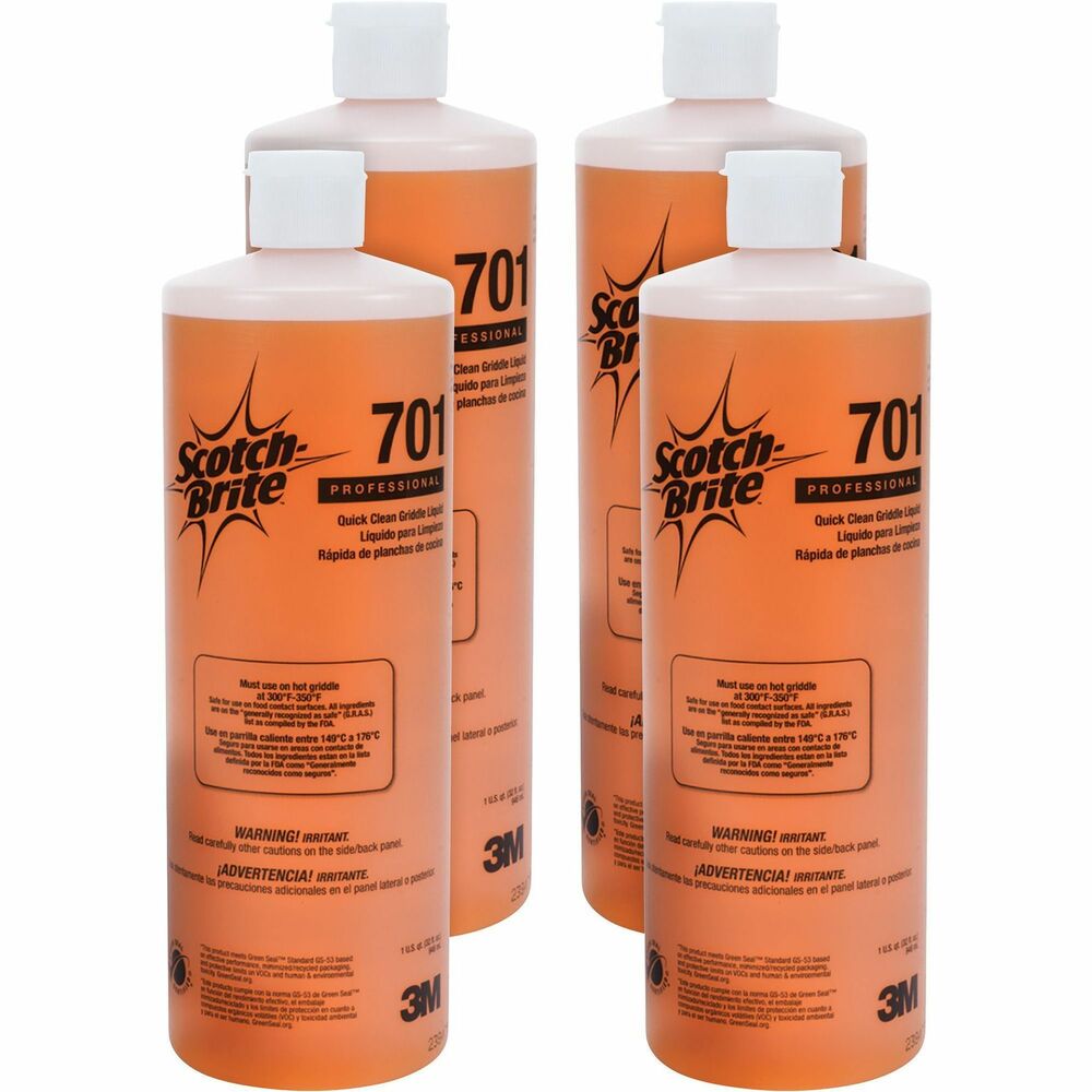 Image of 3M Cleaner, f/Griddles,Liquid,1 Quart Bottle,4/CT, Orange
