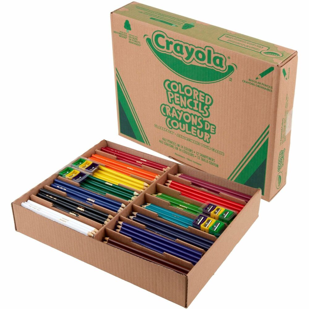Image of Crayola Pencils,Colored,14 Colors,w/Sharpeners,462/PK,AST