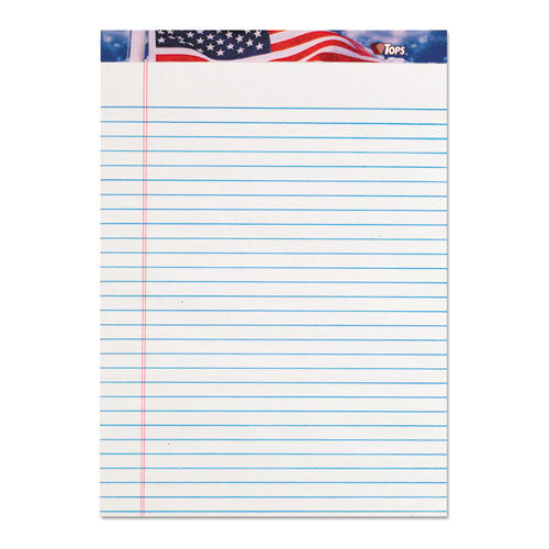 Image of TOPS American Pride Writing Pad, Wide/legal Rule, Red/white/blue Headband, 50 White 8.5 X 11.75 Sheets, 12/pack