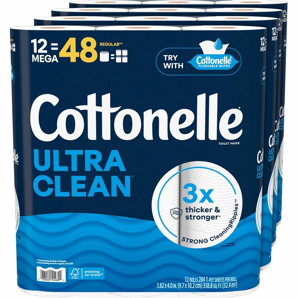 Image of Kimberly-Clark Professional Toilet Paper,Ultra Clean,1-Ply,Plant-Based,12/PK,4/CT,WE