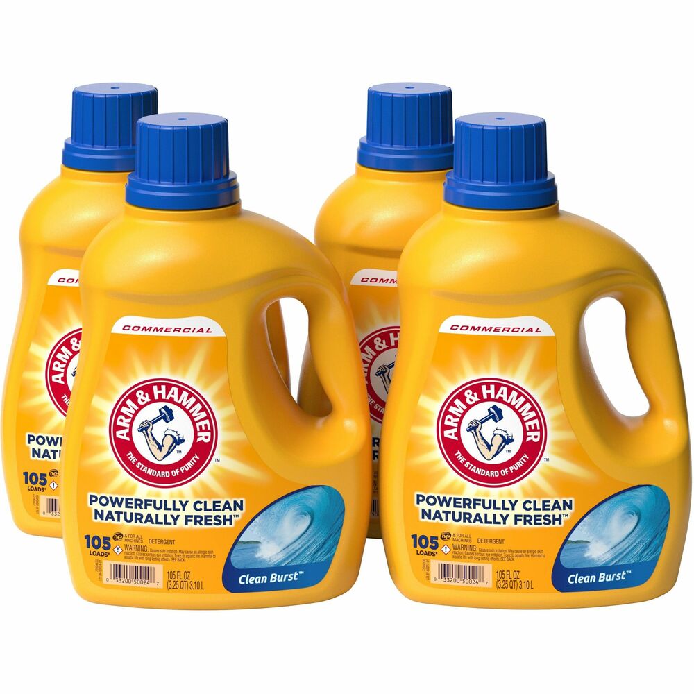 Image of Church & Dwight Co., Inc. Laundry Detergent, Liquid, Clean Burst Scent, 105oz, 4/CT