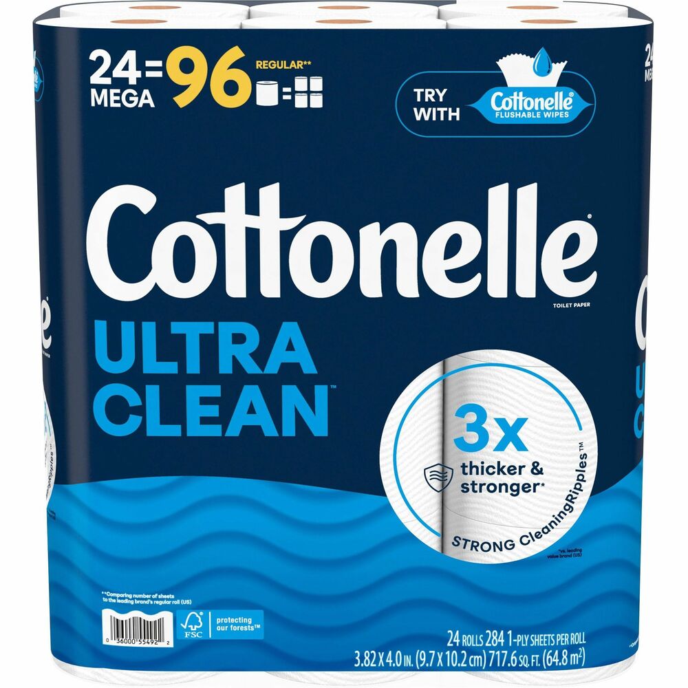 Image of Kimberly-Clark Professional Toilet Paper,Ultra Clean,1-Ply,Plant-Based,24/PK,WE