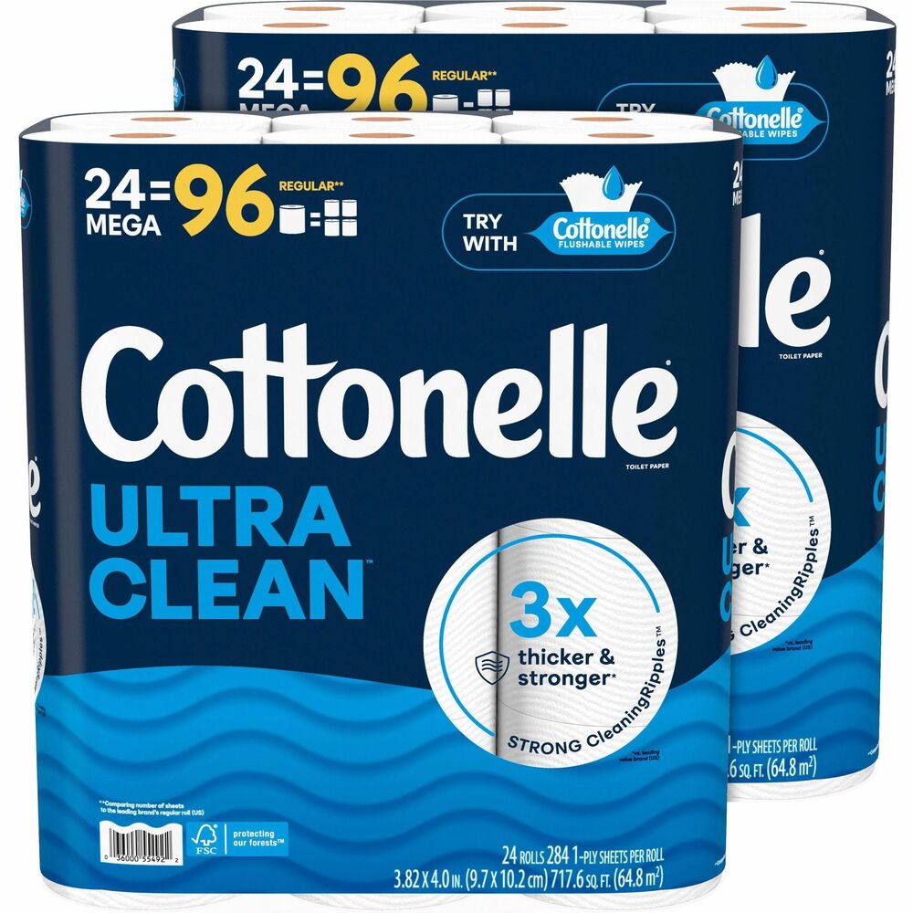 Image of Kimberly-Clark Professional Toilet Paper,Ultra Clean,1-Ply,Plant-Based,24/PK,2/CT,WE