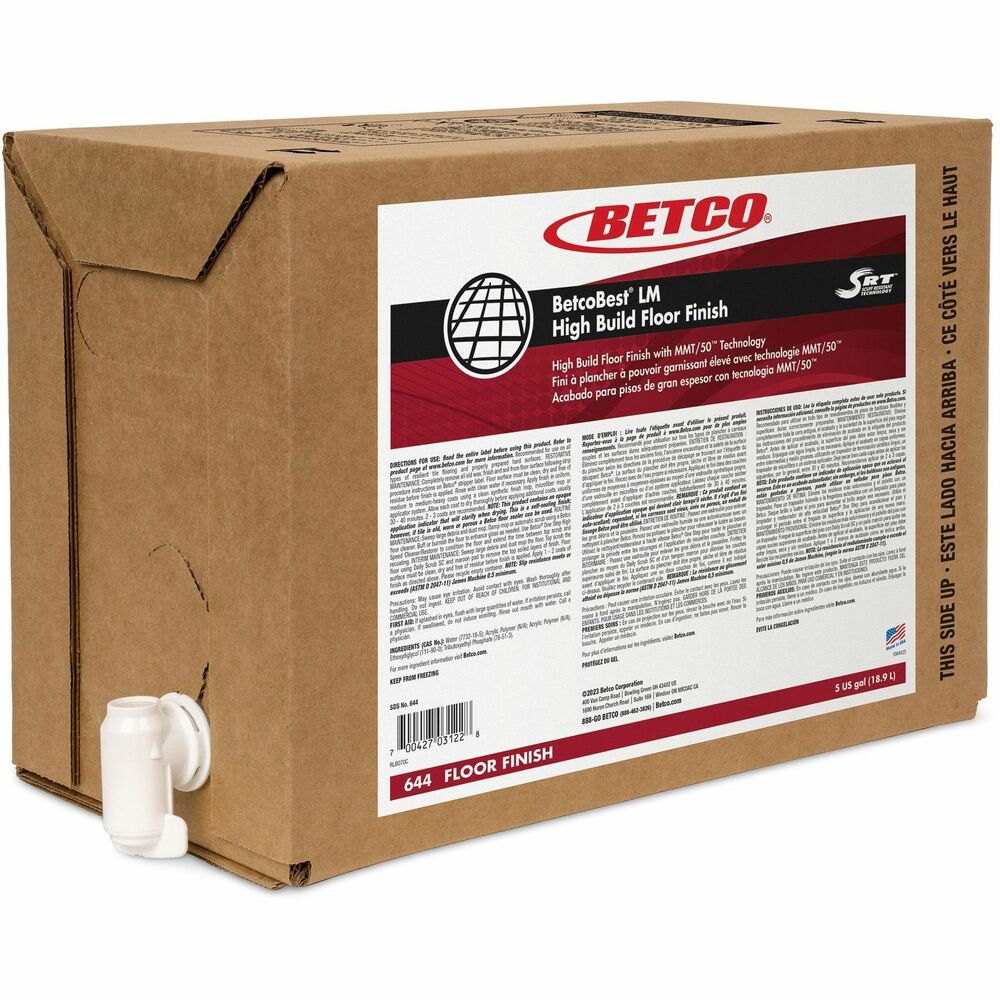 Image of Betco Corporation Floor Finish,w/SRT,Bag in Box, 5 Gallon, Crystal Clear