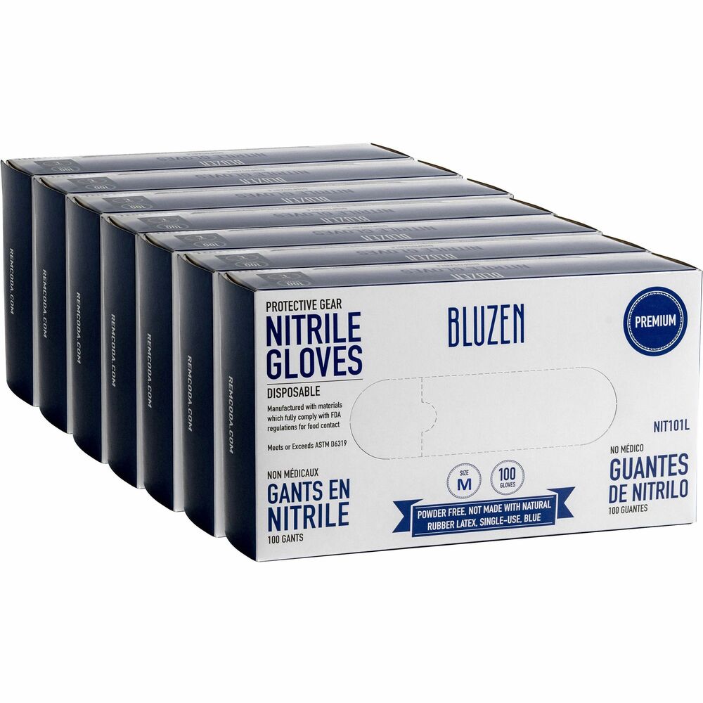 Image of Remcoda, LLC Gloves,Disposable,Powder-Free,Nitrile,Medium,100/BX,10/CT,BE