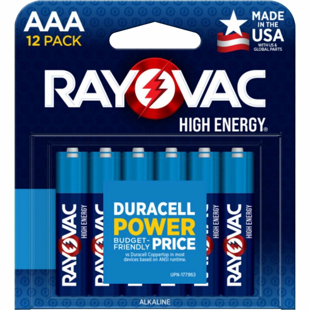 Image of Rayovac Corporation Batteries,AAA,Alkaline,High Energy,12/PK,Blue
