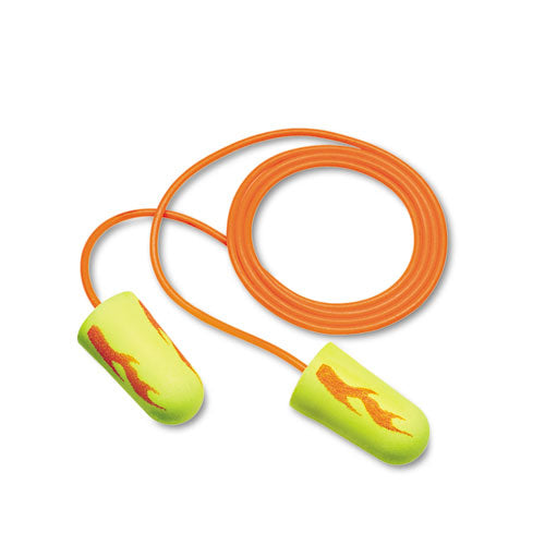 Image of 3M E-A-Rsoft Blasts Earplugs, Corded, Foam, Yellow Neon, 200 Pairs/Box