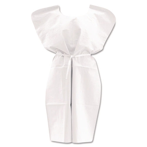 Image of Medline Disposable Patient Gowns, 3-Ply Tissue Poly Tissue, 30" x 42", White, 50/Carton