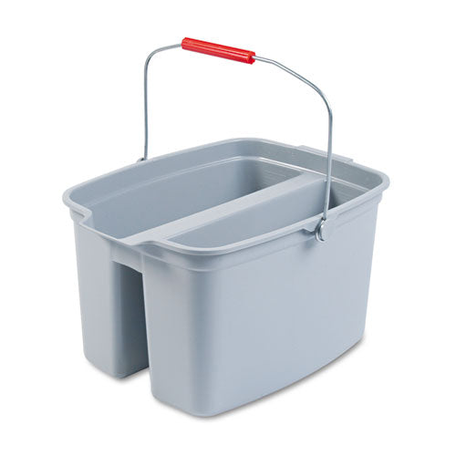 Image of Rubbermaid® Commercial 19 Quart Double Utility Pail, Plastic, Gray, 18 x 14.5 x 10