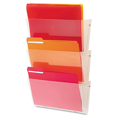 Image of deflecto® Unbreakable DocuPocket Wall File, 3 Sections, Letter Size, 14.5" x 3" x 6.5", Clear, 3/Pack
