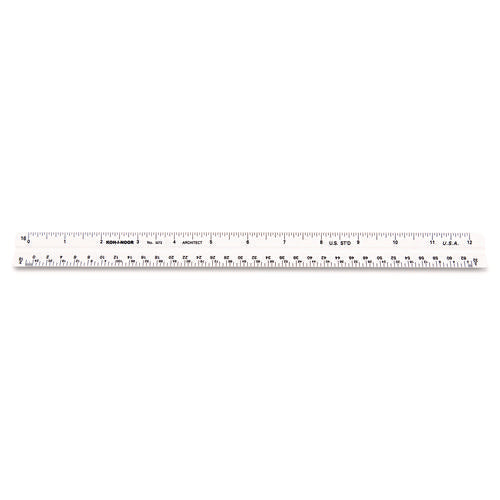 Image of Chartpak® Triangular Scale, Plastic, 12" Long, Architectural, White