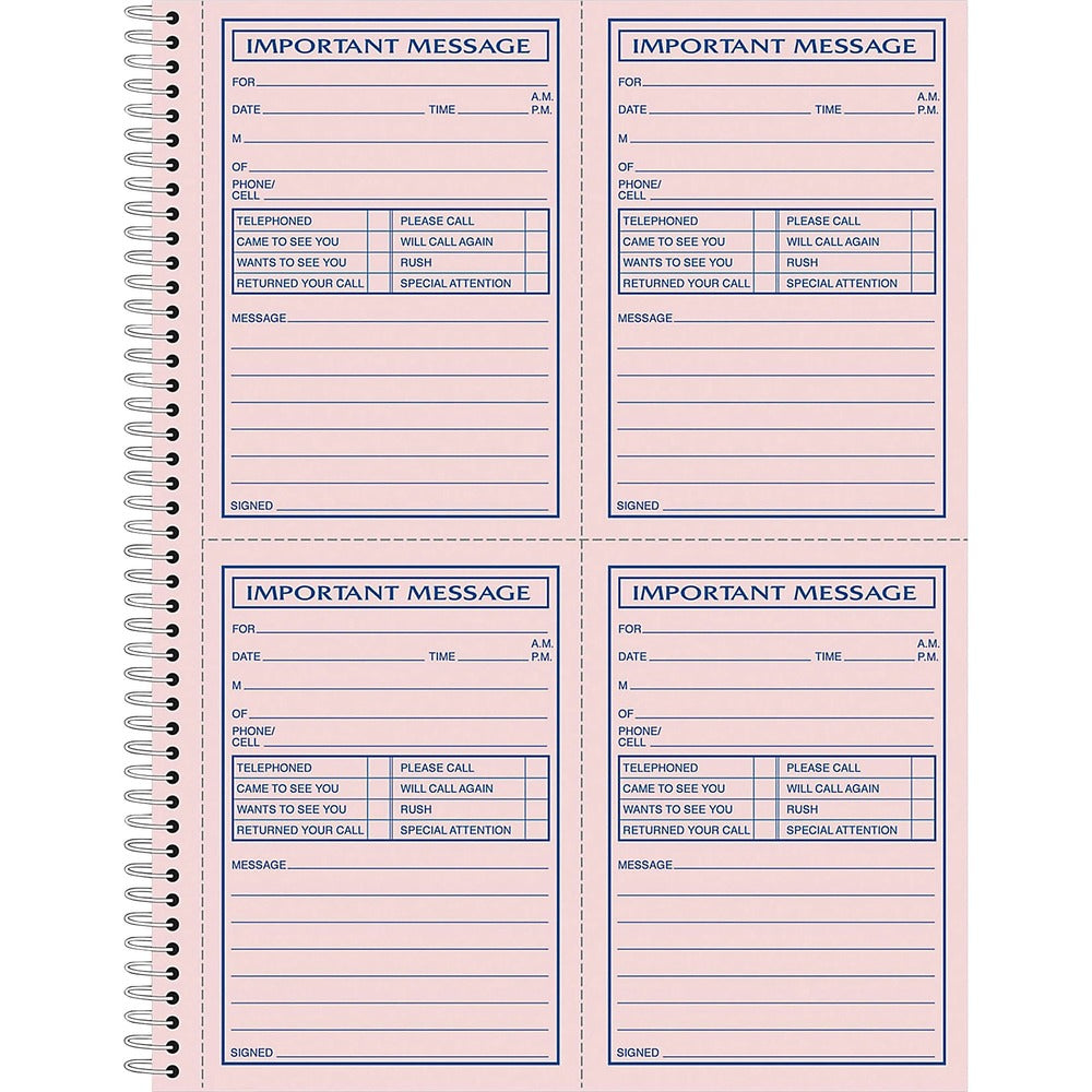 Image of Adams Message Pad,Spiral,Carbonless,11"x8-1/4",200 Sets/Book,Multi