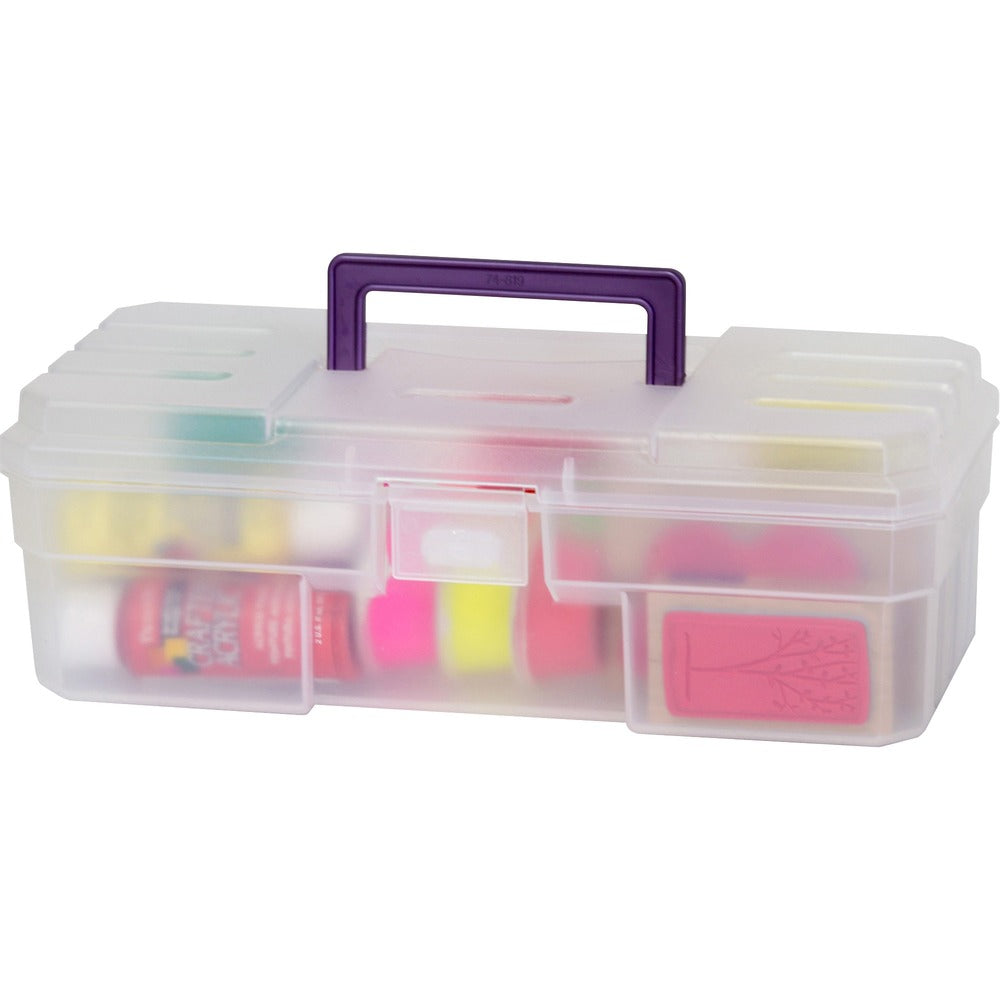 Image of Akro-Mils Supply Box, 6"x12"x4", Plastic, Clear/Purple