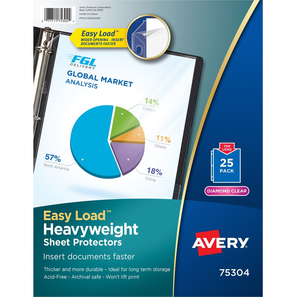 Image of Avery Sheet Protector, Hvyweight, 11"x8-1/2", 25/BX, Clear