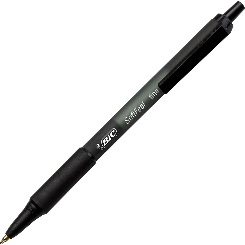 Image of Bic Retractable Ballpoint Pen,Fine Point,1DZ,Black Barrel/Ink