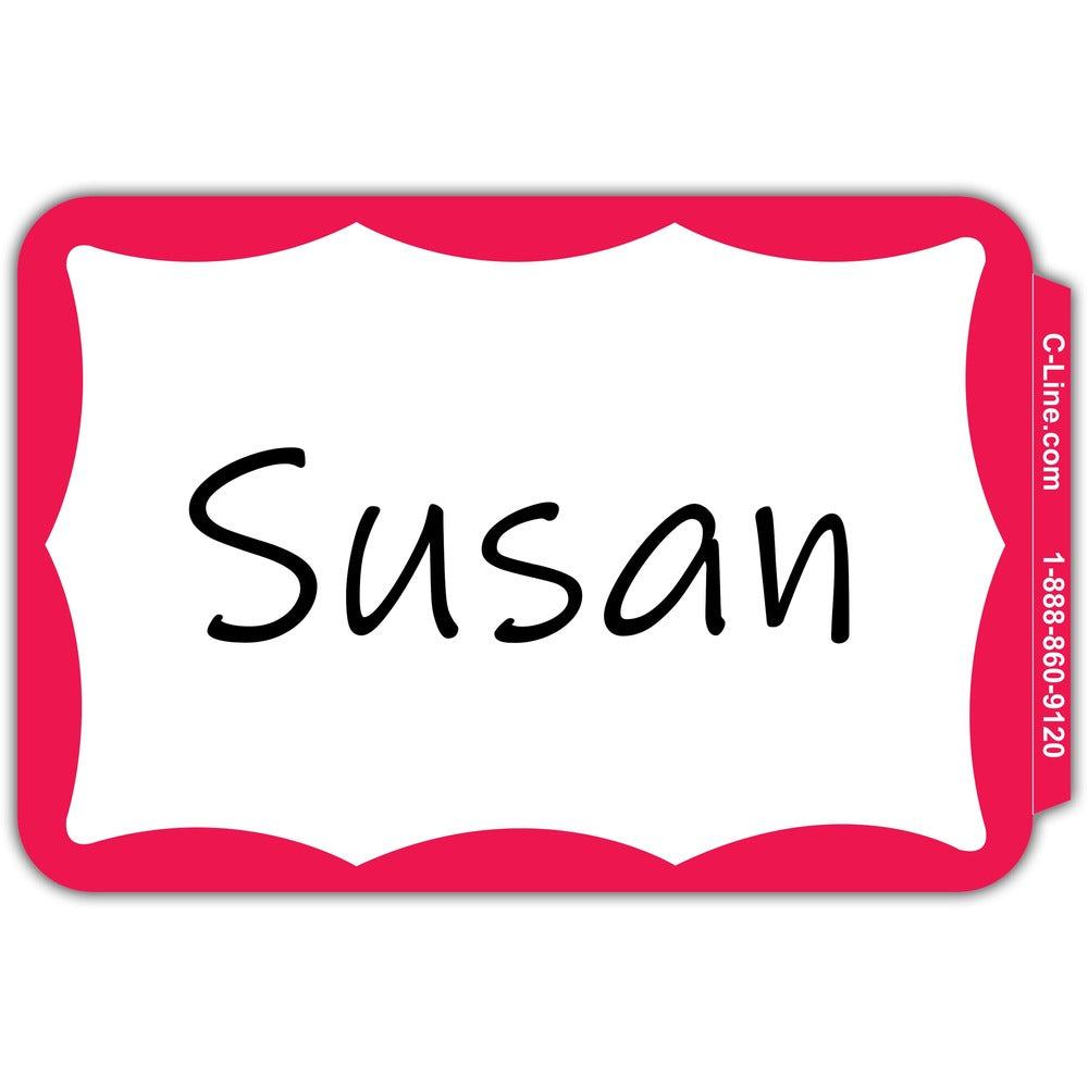 Image of C-Line Name Badges, 3-1/2"x2-1/4", 100/BX, Red Border