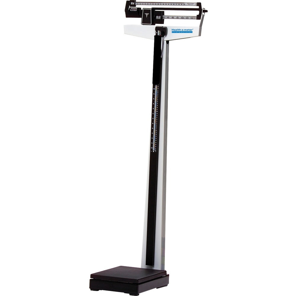 Image of Health-O-Meter Scale, w/ Height Rod, 20-1/4"x10-3/8"x57-1/2", Black/Silver