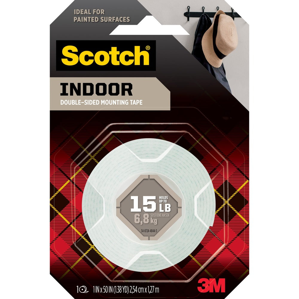 Image of 3M Mounting Tape, Foam, 2 lb Cap, 1"x50", White
