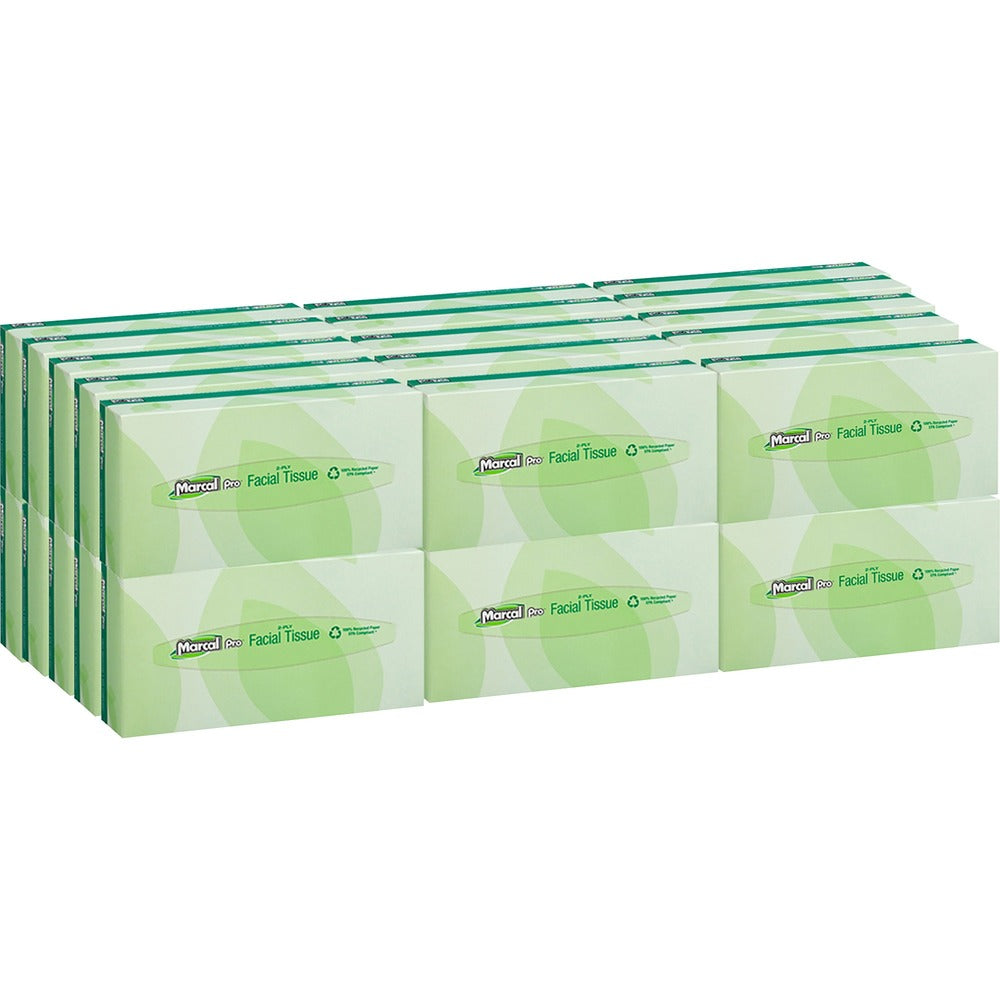 Image of Marcal Paper Mills, Inc Facial Tissue,2-Ply,Soft,4-1/2"x8-3/5"x1-4/5",30 BX/CT,WE