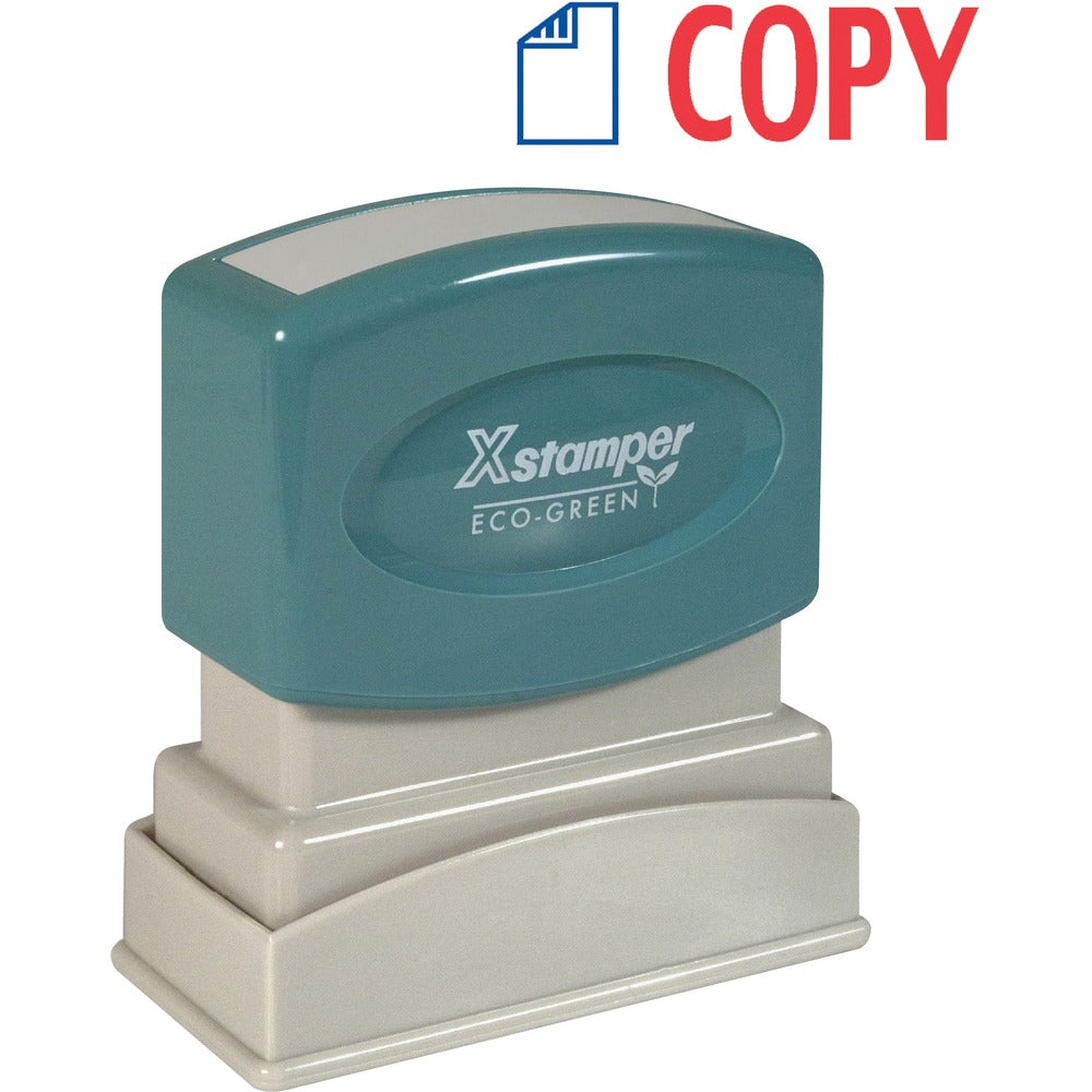 Image of Shachihata Inc "Copy" Ink Stamp, 1/2"x1-5/8", Blue/Red Ink